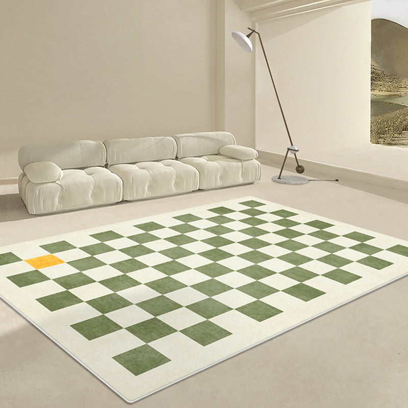 Elegant Light Color Nordic Carpet Polyester Checkerboard Indoor Rug Stain Resistant Rug for Bedroom