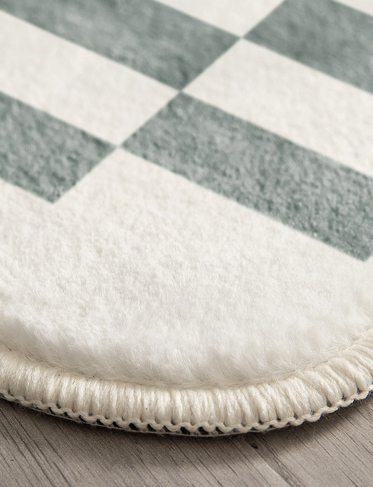 White Tone Relaxing Area Rug Polyester Buffalo Plaid Rug Non-Slip Backing Indoor Rug for Living Room