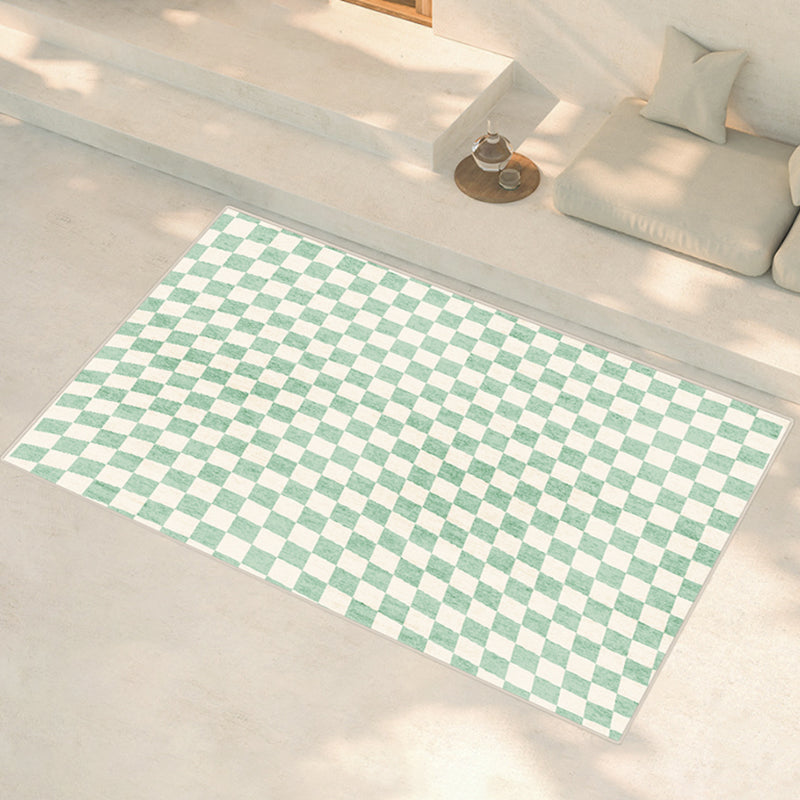 Minimalist Buffalo Plaid Rug Color Mixed Polyester Area Carpet Non-Slip Backing Rug for Living Room