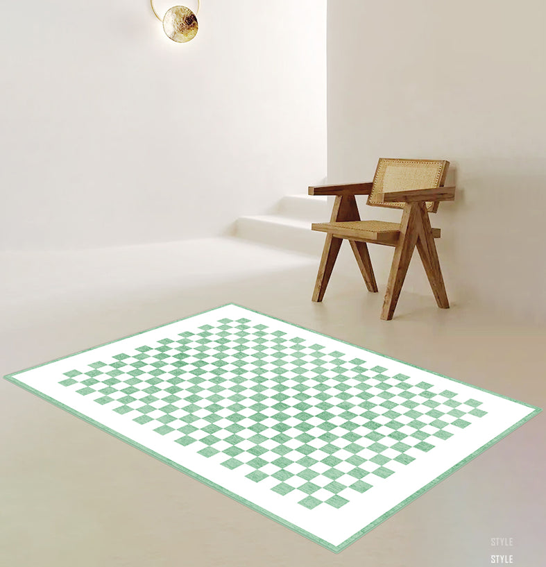 Minimalist Buffalo Plaid Rug Color Mixed Polyester Area Carpet Non-Slip Backing Rug for Living Room