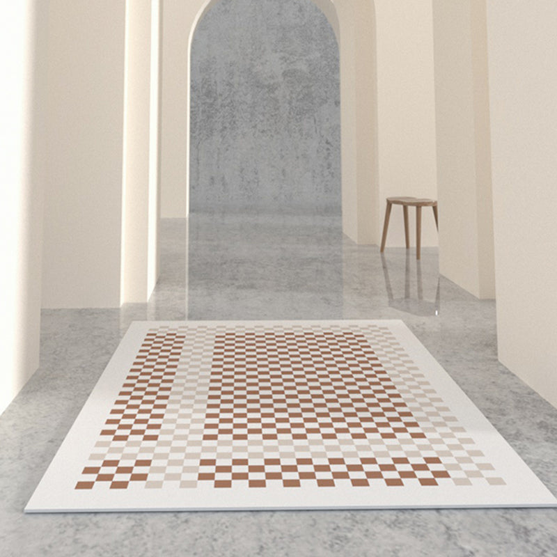 Multicolor Calming Indoor Rug Polyester Gingham Print Rug Easy Care Indoor Rug for Living Room