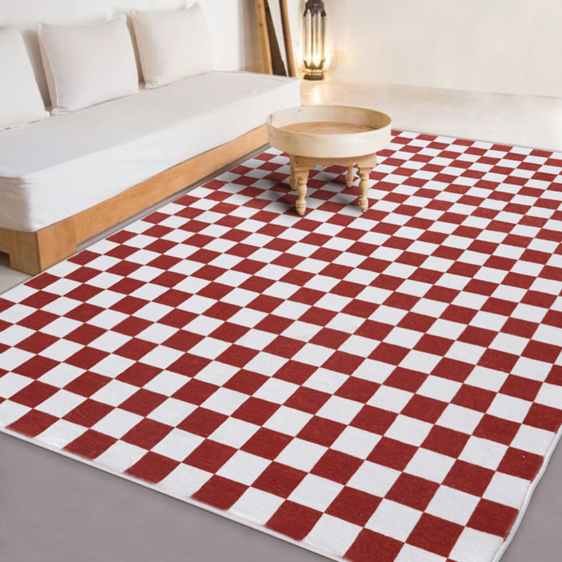 Multicolor Simplicity Area Rug Polyester Gingham Print Rug Non-Slip Backing Indoor Rug for Bedroom