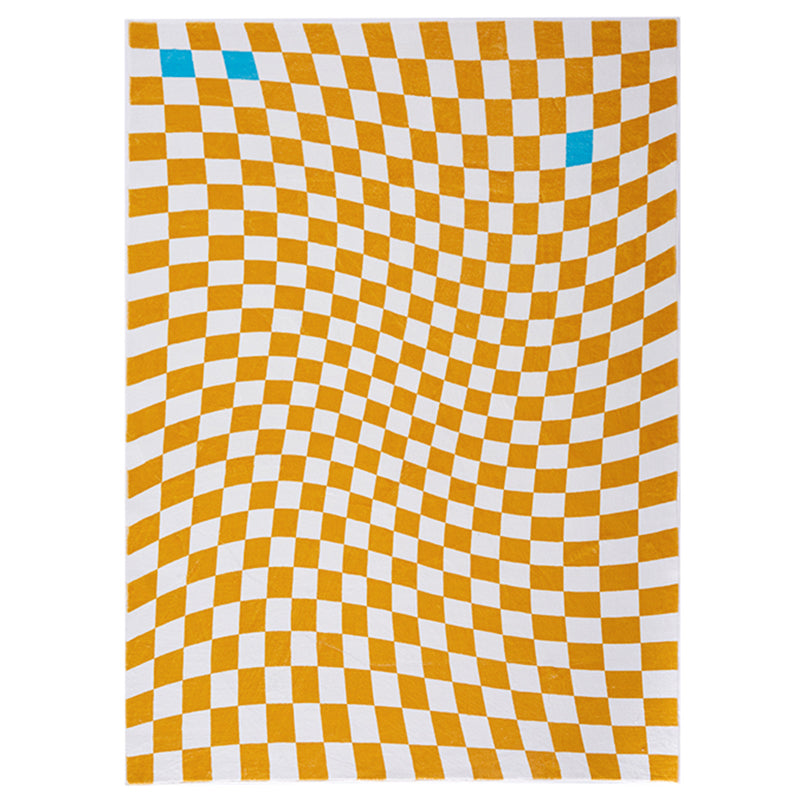 Multicolor Simplicity Area Rug Polyester Gingham Print Rug Non-Slip Backing Indoor Rug for Bedroom