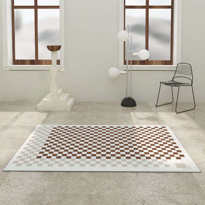Multicolor Gingham Print Rug Polyester Carpet Trendy Anti-Slip Backing Indoor Rug for Living Room