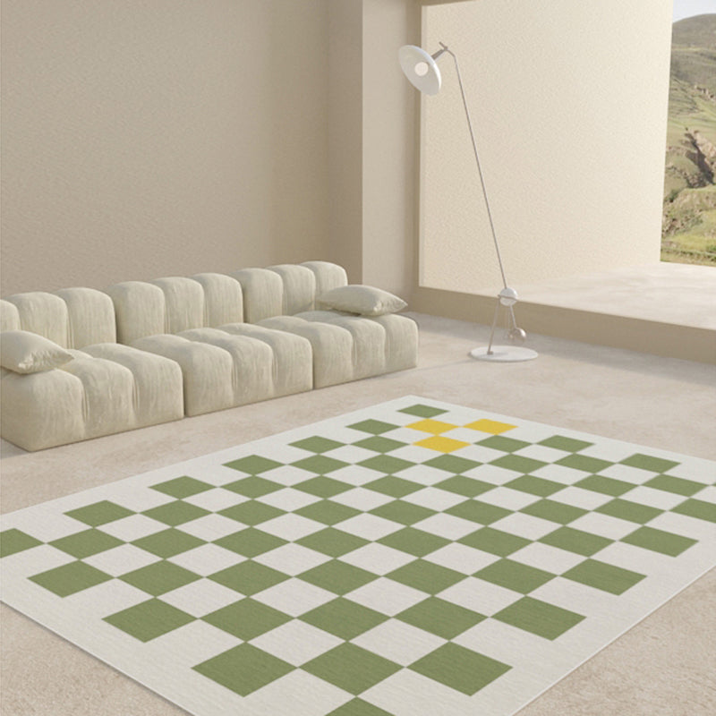 Multicolor Gingham Print Rug Polyester Carpet Trendy Anti-Slip Backing Indoor Rug for Living Room