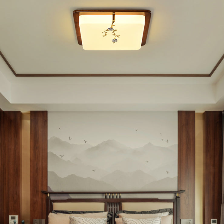 Modern Minimalist Wood Flush Mount 1-Light LED Flush Mount Ceiling Light for Living Room