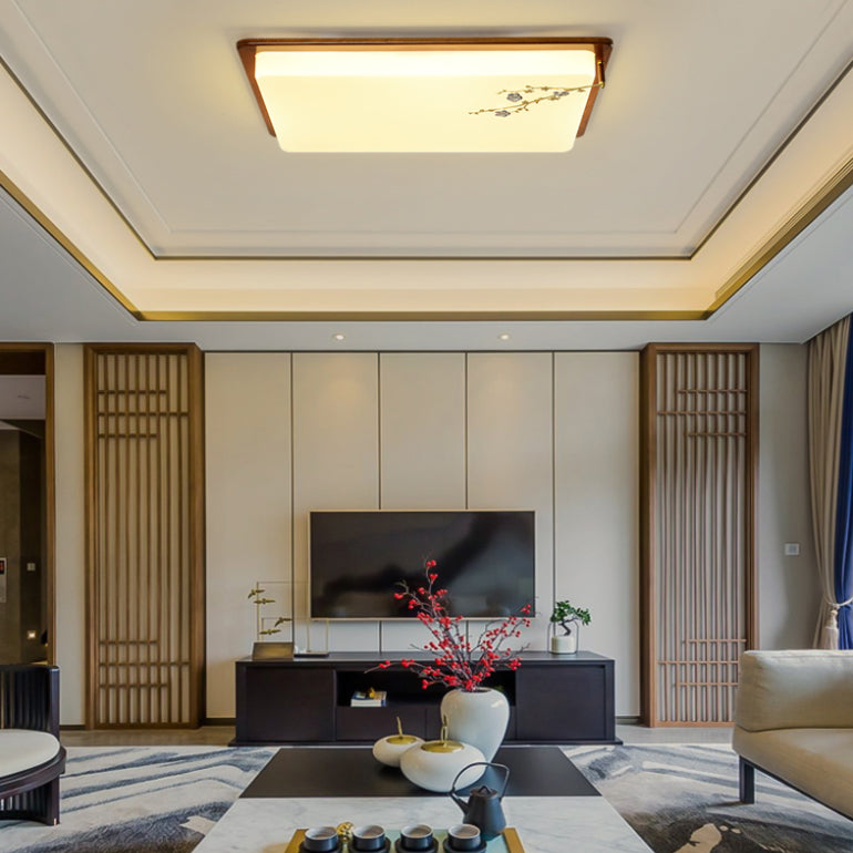 Modern Minimalist Wood Flush Mount 1-Light LED Flush Mount Ceiling Light for Living Room