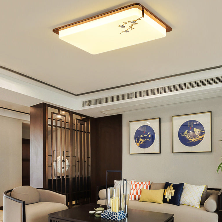 Modern Minimalist Wood Flush Mount 1-Light LED Flush Mount Ceiling Light for Living Room