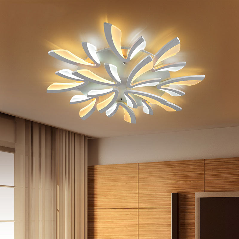 Lámpara de techo nórdica en forma de V, lámpara de techo LED de acrílico para sala de estar, montaje empotrado, en blanco