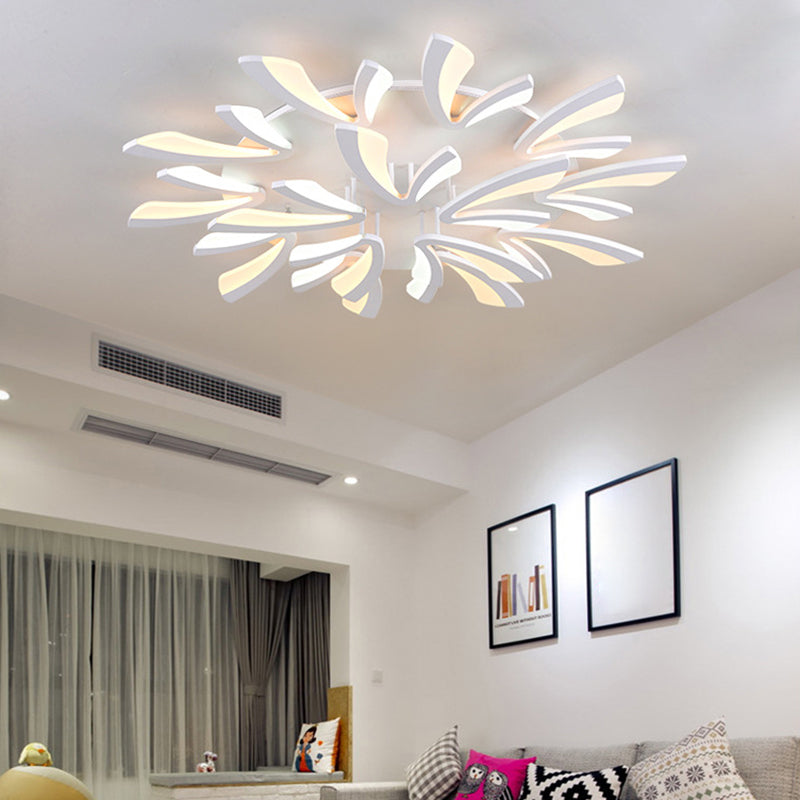 Lámpara de techo nórdica en forma de V, lámpara de techo LED de acrílico para sala de estar, montaje empotrado, en blanco