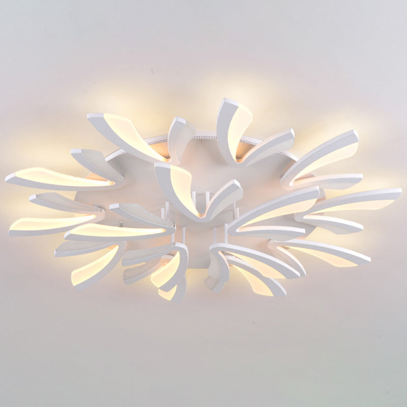Lámpara de techo nórdica en forma de V, lámpara de techo LED de acrílico para sala de estar, montaje empotrado, en blanco