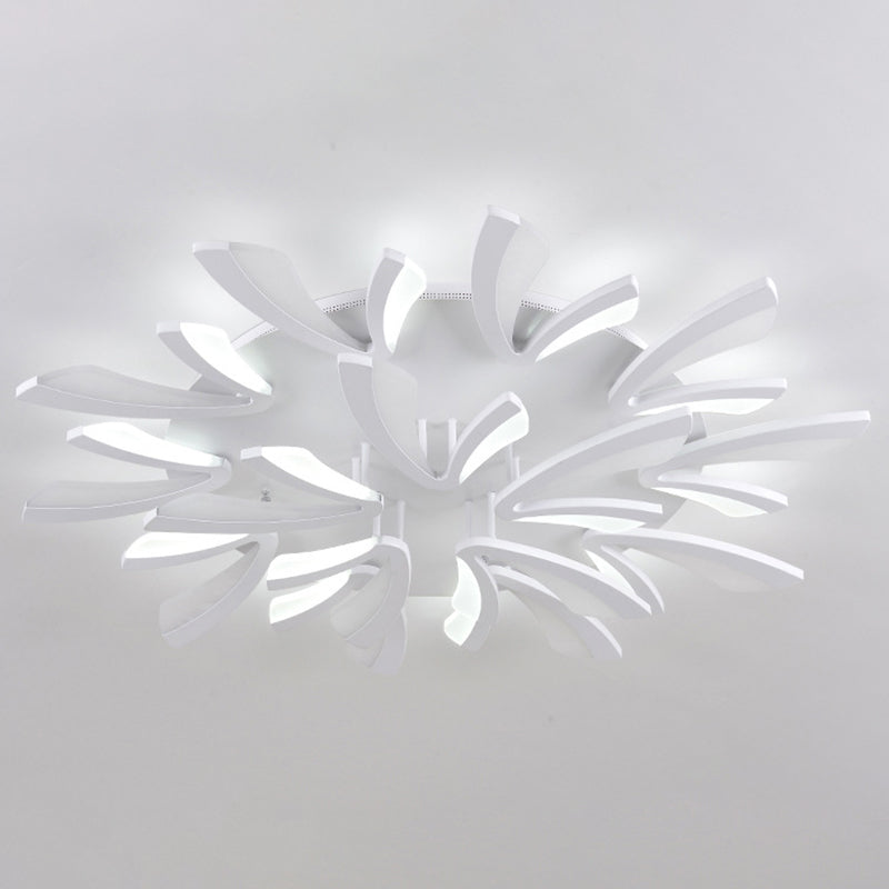 Lámpara de techo nórdica en forma de V, lámpara de techo LED de acrílico para sala de estar, montaje empotrado, en blanco
