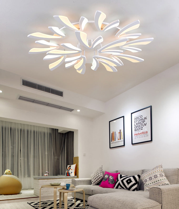 Lámpara de techo nórdica en forma de V, lámpara de techo LED de acrílico para sala de estar, montaje empotrado, en blanco
