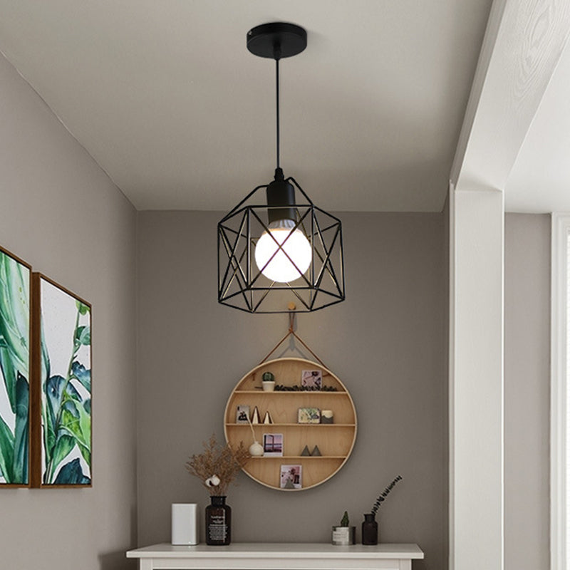 1 Light Cage Hanging Ceiling Lights Industrial Style Metal Pendant Light Fixtures for Restaurant