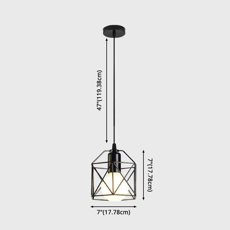 1 Light Cage Hanging Ceiling Lights Industrial Style Metal Pendant Light Fixtures for Restaurant