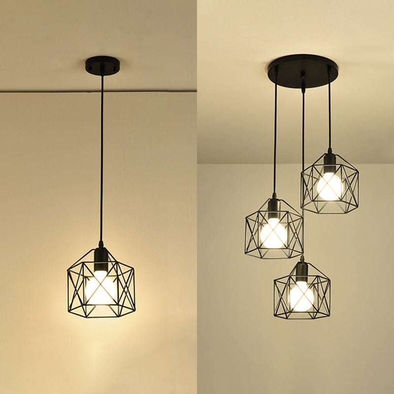 1 Light Cage Hanging Ceiling Lights Industrial Style Metal Pendant Light Fixtures for Restaurant
