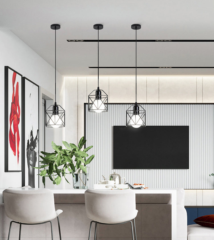 1 Light Cage Hanging Ceiling Lights Industrial Style Metal Pendant Light Fixtures for Restaurant