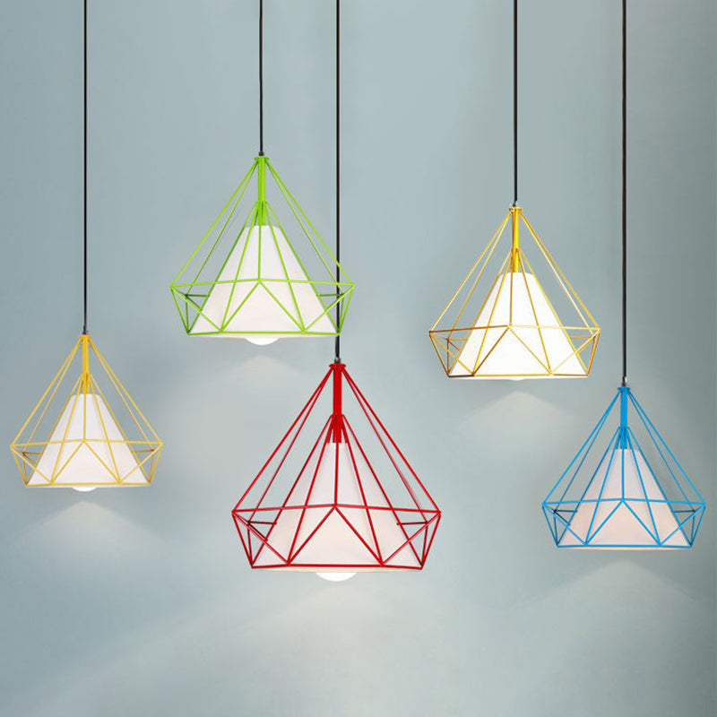 1 pendentif en diamant léger pendentif de plafond en métal industriel avec cordon suspendu pour restaurant