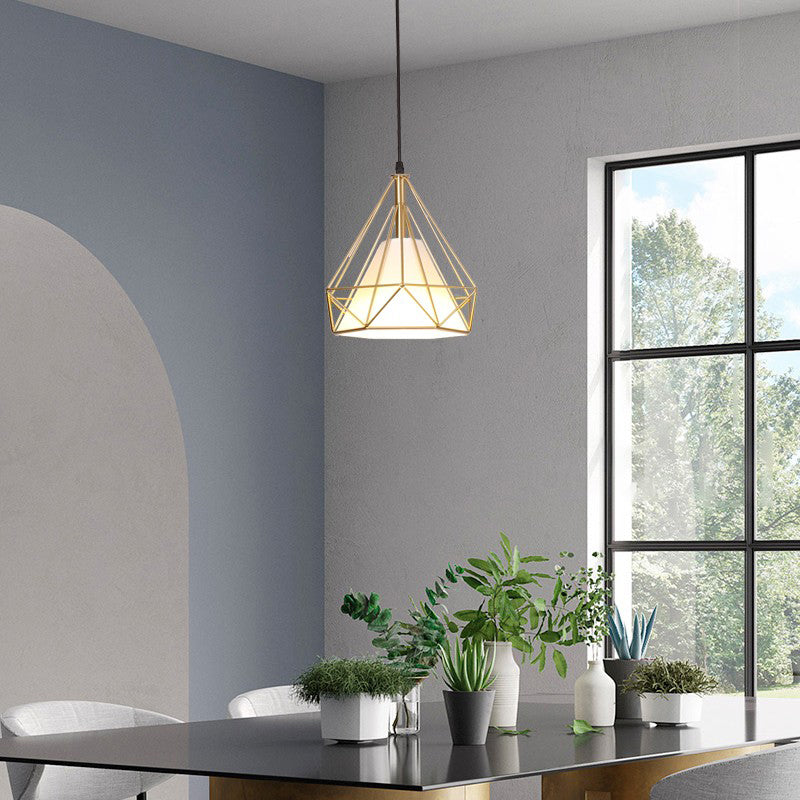 1 pendentif en diamant léger pendentif de plafond en métal industriel avec cordon suspendu pour restaurant