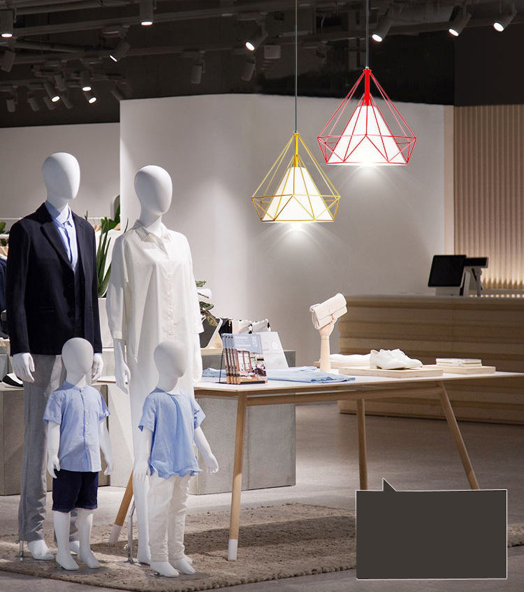 1 pendentif en diamant léger pendentif de plafond en métal industriel avec cordon suspendu pour restaurant