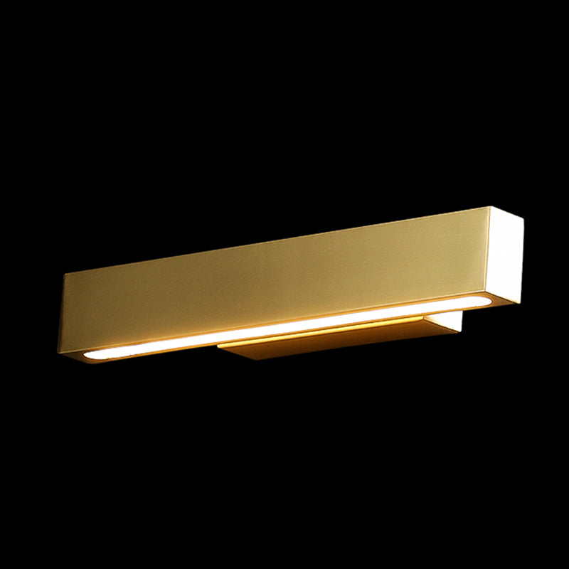 Lámpara de pared LED rectangular dorada en un tipo de pared rotatable de cobre de estilo de lujo moderno con sombra acrílica