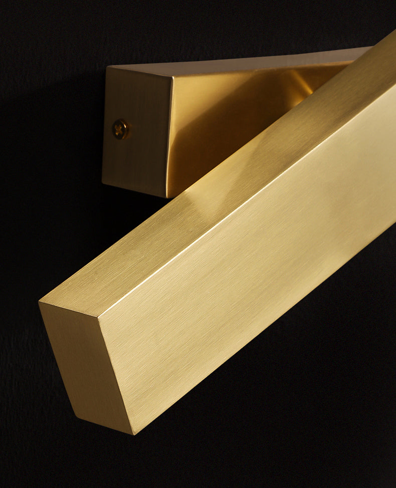 Lámpara de pared LED rectangular dorada en un tipo de pared rotatable de cobre de estilo de lujo moderno con sombra acrílica