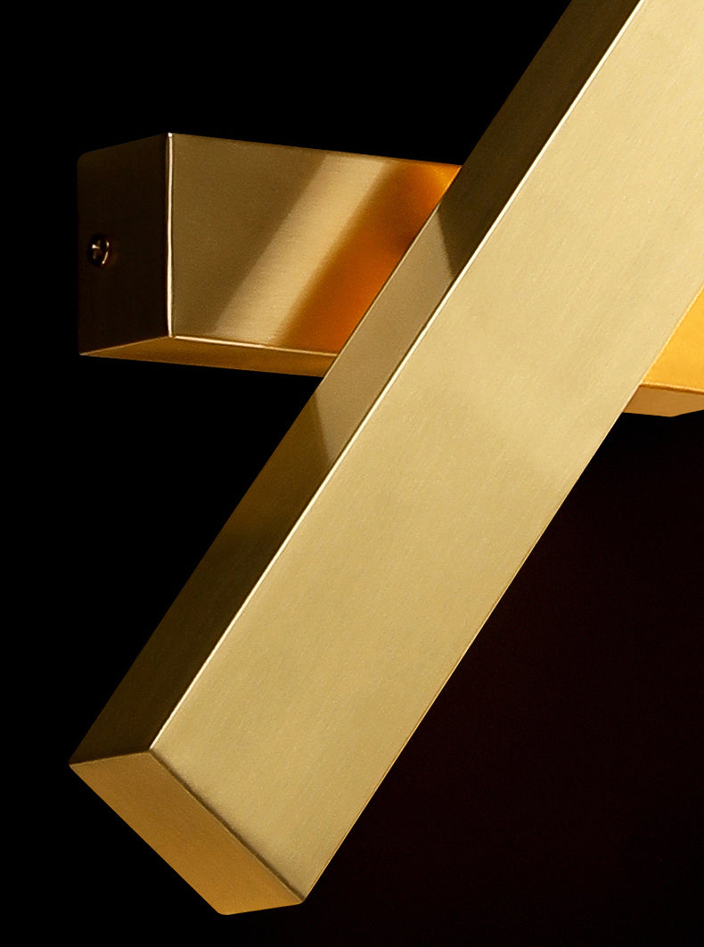 Lámpara de pared LED rectangular dorada en un tipo de pared rotatable de cobre de estilo de lujo moderno con sombra acrílica