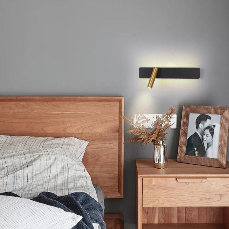 Rechteckige LED -Lesen Wandleuchte im modernen prägnanten Stil Metallwandleuchten mit Aluminiumschatten