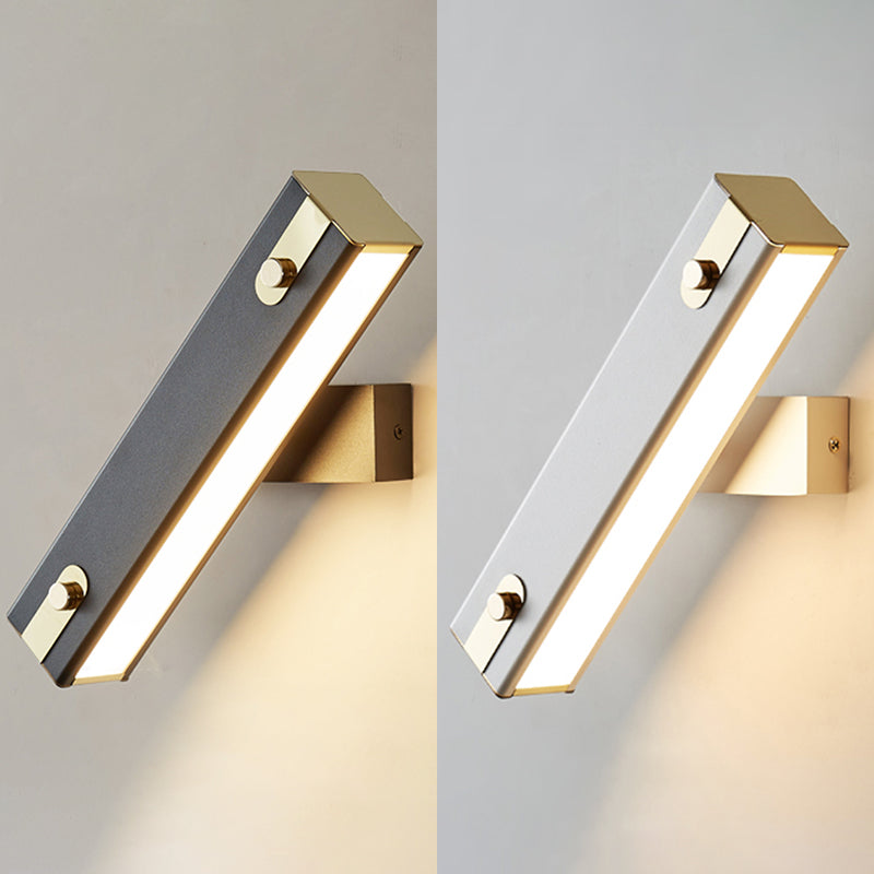 Lámpara de pared LED rectangular de aluminio en estilo creativo moderno de hierro forjado aplastador de pared giratoria con sombra acrílica