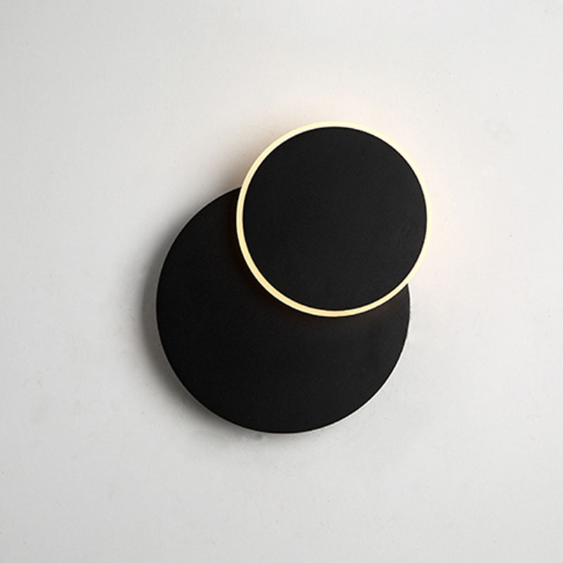 Lámpara de pared LED circular acrílica en estilo creativo moderno de hierro forjado aplastador de pared rotatable para dormitorio