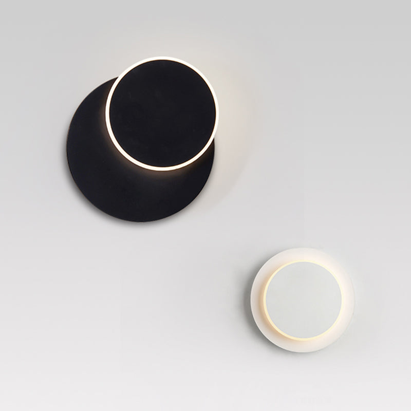 Lámpara de pared LED circular acrílica en estilo creativo moderno de hierro forjado aplastador de pared rotatable para dormitorio
