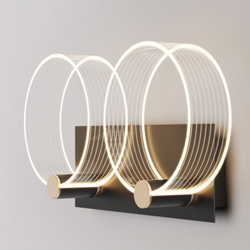 Shaded Sconce Light Fixture Minimalist Style Acrylic LED Bedroom Wall Light Fixture in Gold