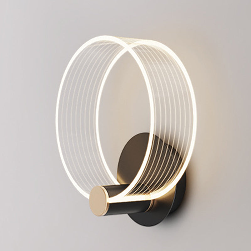 Shaded Sconce Light Fixture Minimalist Style Acrylic LED Bedroom Wall Light Fixture in Gold