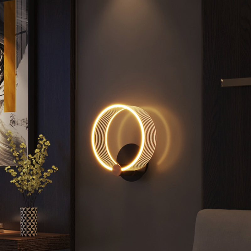 Shaded Sconce Light Fixture Minimalist Style Acrylic LED Bedroom Wall Light Fixture in Gold