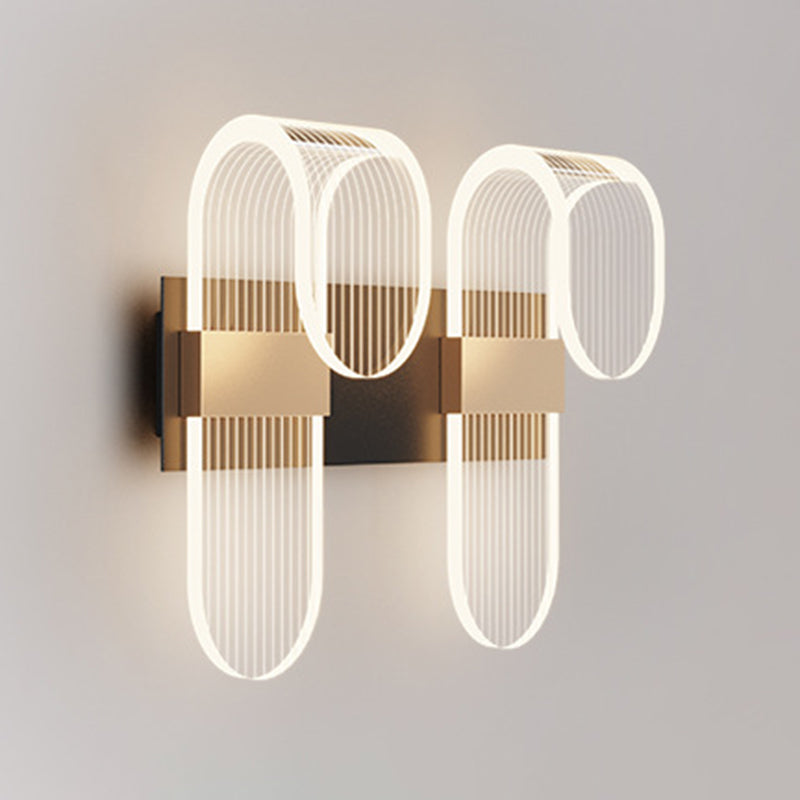 Shaded Sconce Light Fixture Minimalist Style Acrylic LED Bedroom Wall Light Fixture in Gold