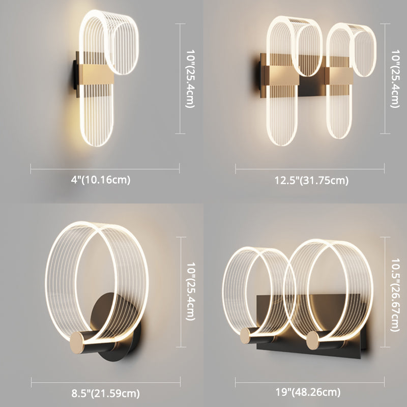 Shaded Sconce Light Fixture Minimalist Style Acrylic LED Bedroom Wall Light Fixture in Gold