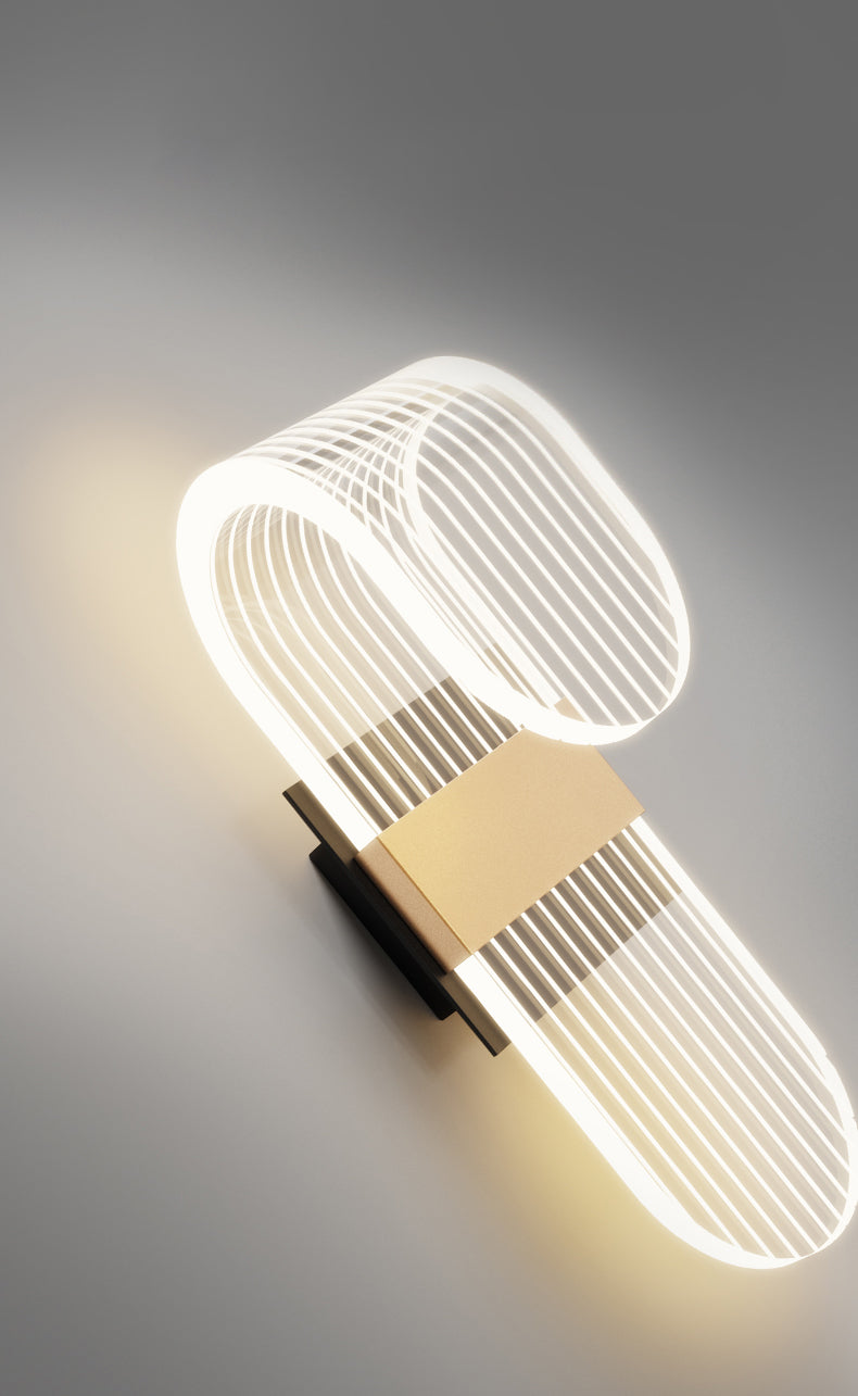 Shaded Sconce Light Fixture Minimalist Style Acrylic LED Bedroom Wall Light Fixture in Gold