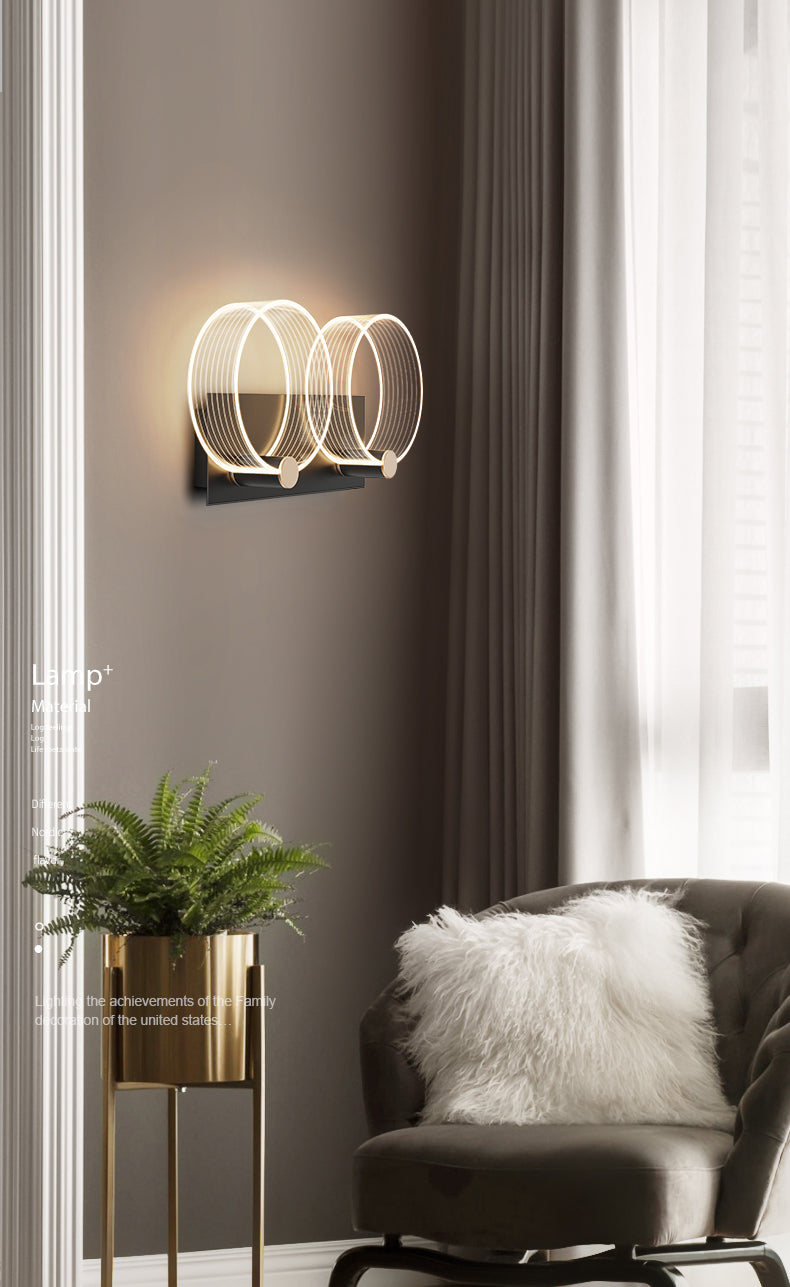 Shaded Sconce Light Fixture Minimalist Style Acrylic LED Bedroom Wall Light Fixture in Gold