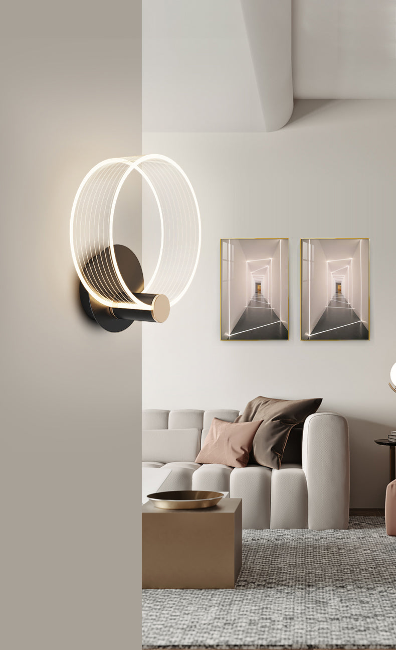 Shaded Sconce Light Fixture Minimalist Style Acrylic LED Bedroom Wall Light Fixture in Gold