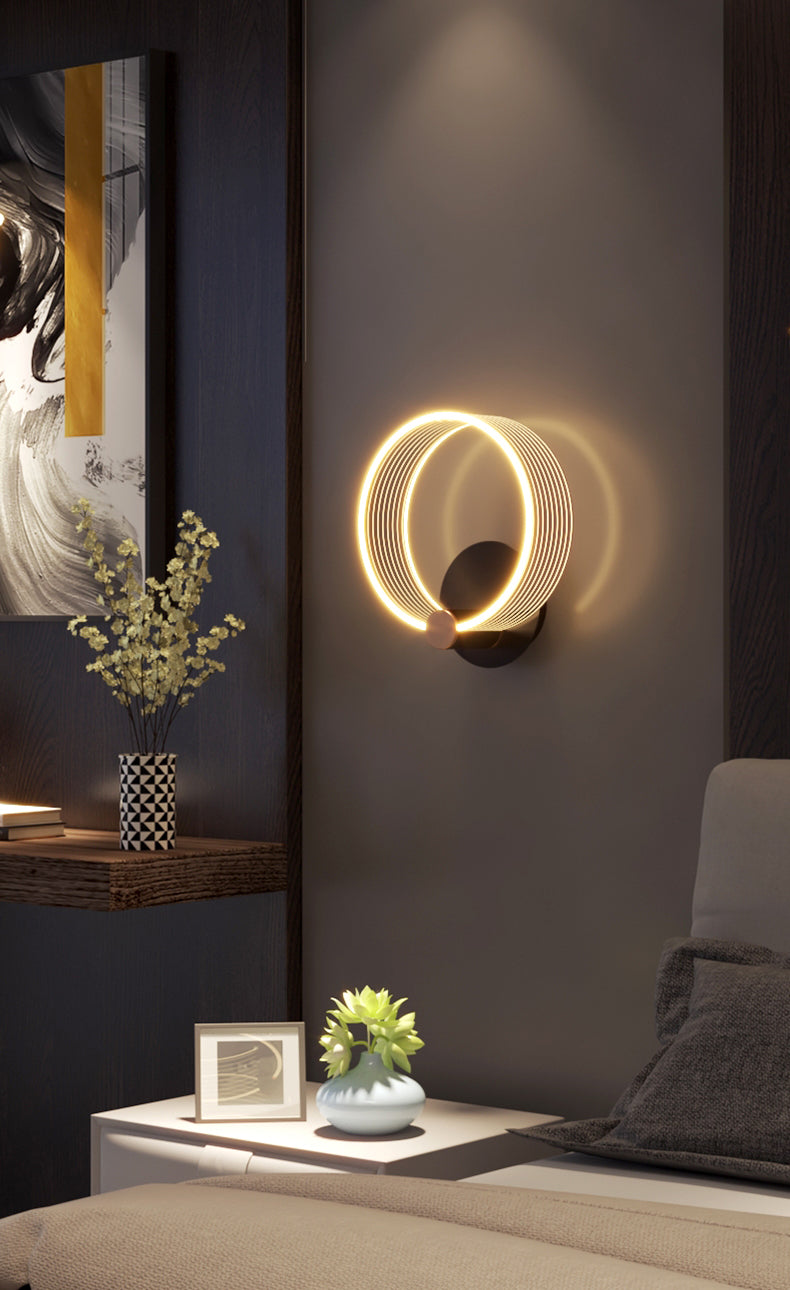 Shaded Sconce Light Fixture Minimalist Style Acrylic LED Bedroom Wall Light Fixture in Gold
