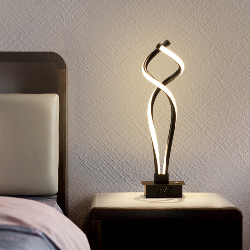 Spiral Acrylic Nightstand Light Art Deco Minimalist LED Table Lamp for Bedroom