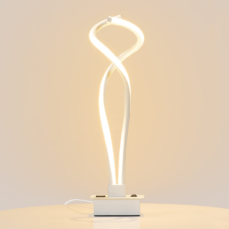 Spiral Acrylic Nightstand Light Art Deco Minimalist LED Table Lamp for Bedroom