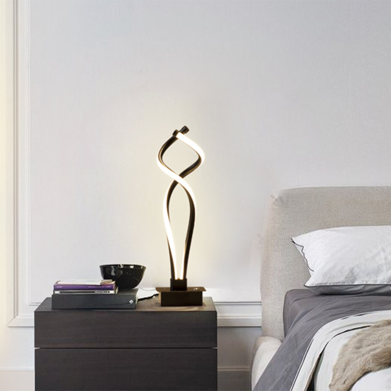 Spiral Acrylic Nightstand Light Art Deco Minimalist LED Table Lamp for Bedroom