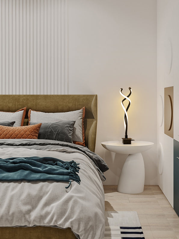 Spiral Acrylic Nightstand Light Art Deco Minimalist LED Table Lamp for Bedroom
