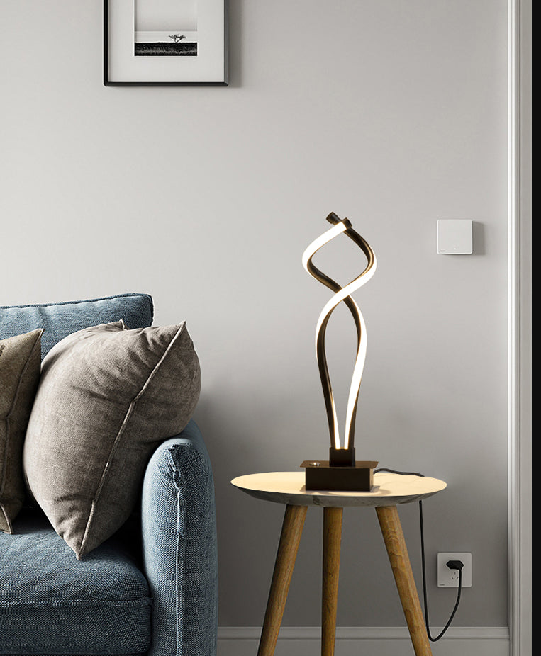 Spiral Acrylic Nightstand Light Art Deco Minimalist LED Table Lamp for Bedroom