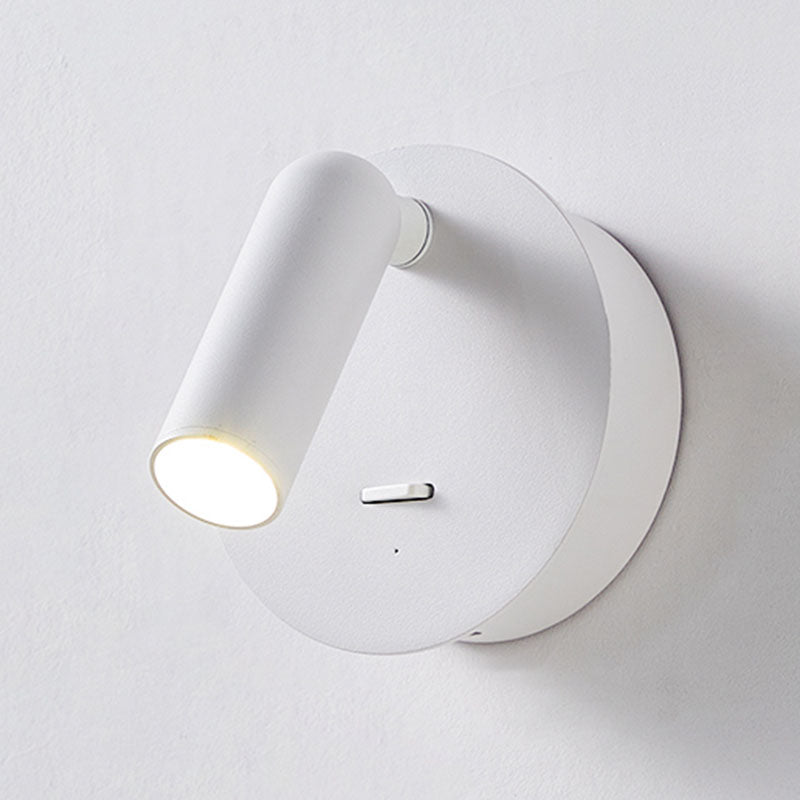 White Circular LED Wall Light in Modern Concise Style Aluminium Reading Wall Sconce for Bedroom