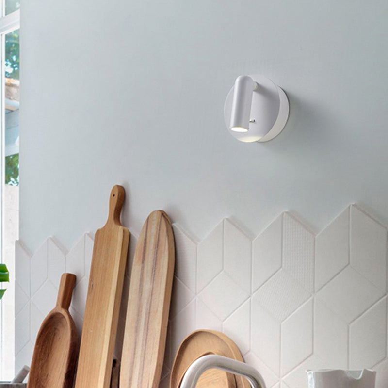 White Circular LED Wall Light in Modern Concise Style Aluminium Reading Wall Sconce for Bedroom