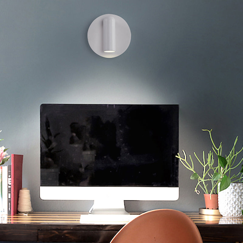 White Circular LED Wall Light in Modern Concise Style Aluminium Reading Wall Sconce for Bedroom