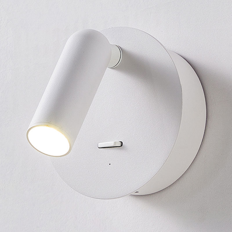 White Circular LED Wall Light in Modern Concise Style Aluminium Reading Wall Sconce for Bedroom
