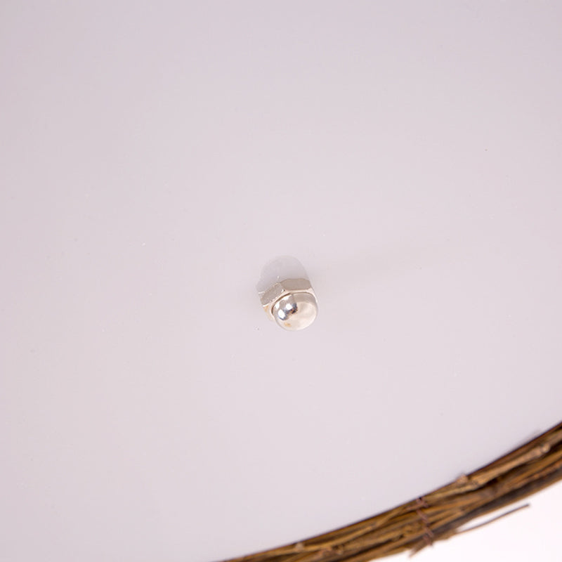 Rounded Drum Flush Mount Light Rattan Asia Flush Mount Spotlight for Restaurant